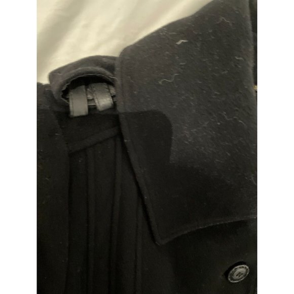 Mackage Womens Wool cashmere High Collar leather Trench Coat Black XS, no belt - Picture 9 of 16